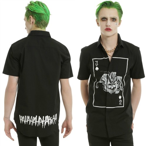 JOKER /"HA HA HA /" SHORT SLEEVED WOVEN SHIRT FOR MEN ~DC COMICS~ SUICIDE SQUAD