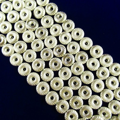 36.7g 10x3mm Faceted Matte Silver Hematite Donut Loose Bead 15.5/" 354TS