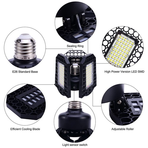 US Deformable LED Garage Lights 4000LM-8000LM Ultra-Bright For Garage Warehouse
