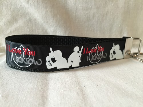 Star Wars I Love You I Know Key Fob Wristlet KeyChain 1/" Ribbon