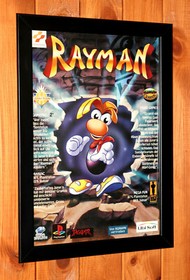 1995 Rayman Atari Jaguar PS1 Sega Saturn Vintage Small Poster / Ad Page Framed