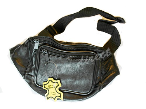 Neuf doux cuir véritable bum sac à la taille de voyage pochette passeport argent porte noir