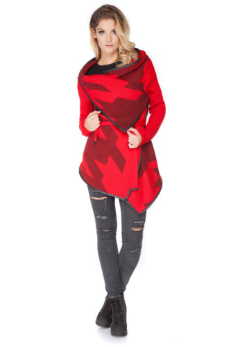 Women/'s Thick Heavy Cardigan Poncho Warm Coat Jacket Button Belt UK 10-16 FR15