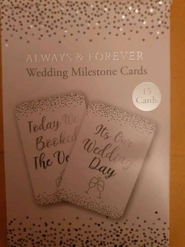 15 Wedding Milestone Cards Planner White silver