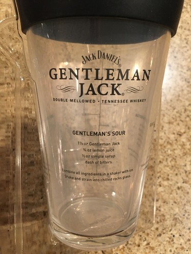 Gentleman Jack Cocktail Shaker With Recipes Glass With Rubber Top