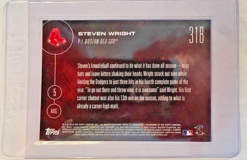 Topps Now Card Steven Wright Boston Red Sox 1st Career Shut out baseball card