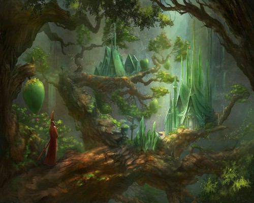 Fantasy Village In The Giant Woods Forest Painting Paint By Numbers Kit DIY