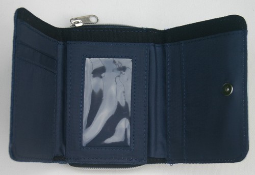 LOWCHEN LITTLE LION DOG DENIM BLUE FABRIC PURSE WATERCOLOUR PRINT SANDRA COEN