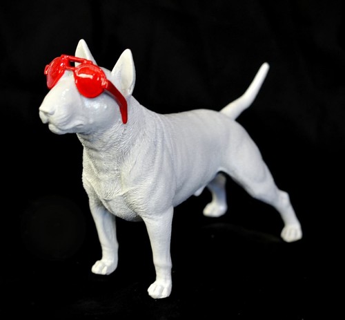 8/"H Bull Terrier Standing Dog Wearing Sunglasses Statue Figurine Home Decor