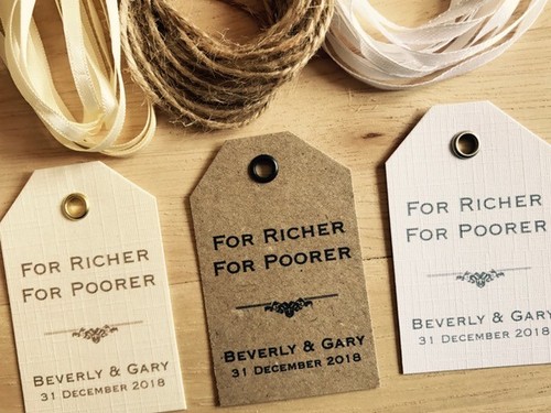 Personalizado De Boda en la riqueza lotería favor Etiquetas-Vintage Kraft//Blanco//Marfil 4