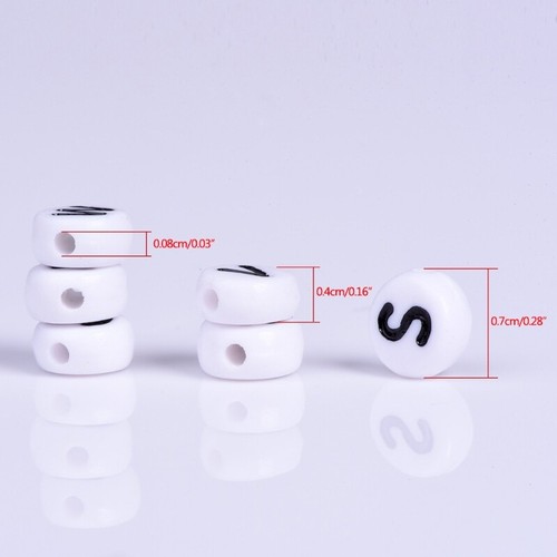 100x White Letter Alphabet Acrylic Loose Beads For Bracelet DIY Jewelry Finding