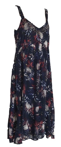 Per Una M/&S Navy Floral Chiffon Strappy Lined Summer Dress 6-22 RRP £45