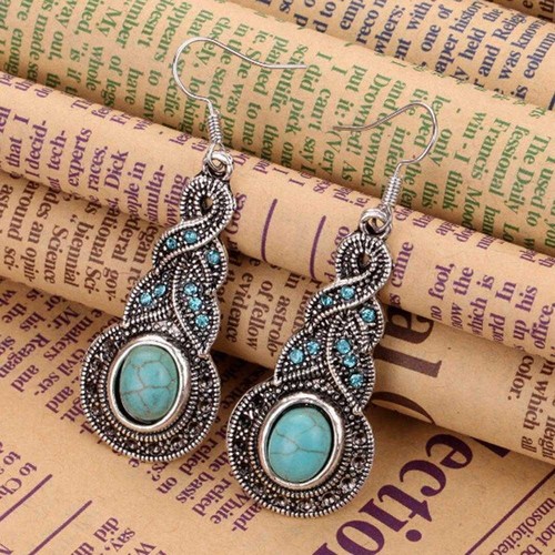 tibetische Silber Blau Türkis Kette Kristall Anhänger Halskette Modeschmuck G4T5