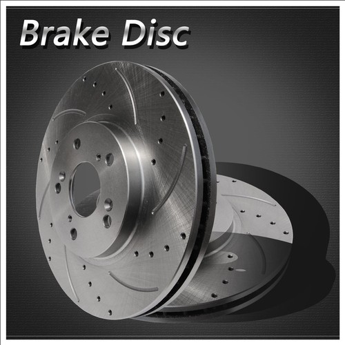 Fit03-08 Honda Pilot Front Drilled Slotted Vented Disc Brake Rotors+Ceramic Pads