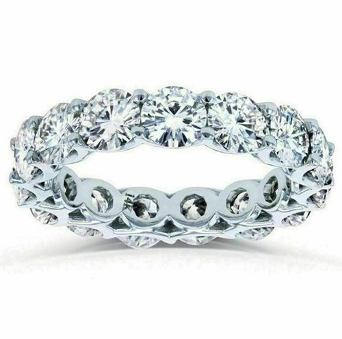 5 Ct Round-Cut D//VVS1 Diamond Eternity Wedding Band Ring 14K White Gold Finish