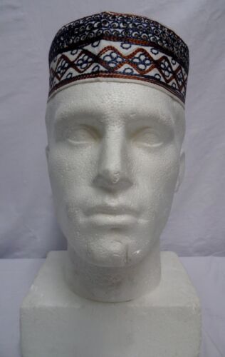 Tajikistani Kufic Mens Hat Skull Cap Namaz Topi Stitched Embroidery 7  Designs