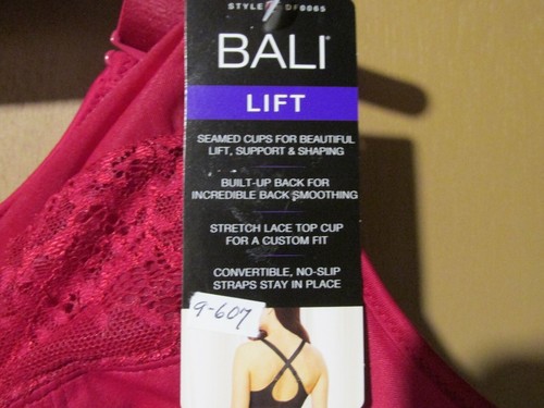 Bali Bra Beauty lift 36D~38D~40D Red Lifts /& Support Lightly lined 9-607-202