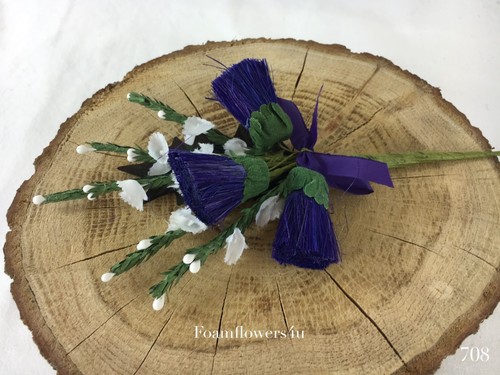 Purple /& White Scottish Traditional Artificial Heather Thistle Flower Buttonhole
