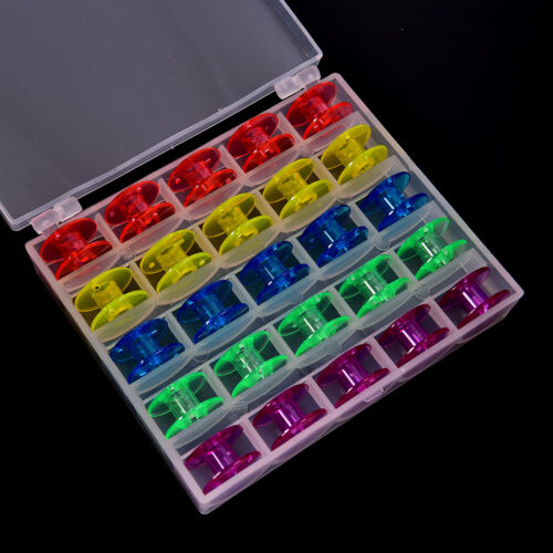 25Pcs//Set Empty Bobbins Sewing Machine Spools Colorful Plastic CaseStorageBox ..