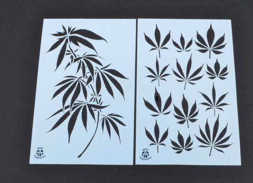 2PK Painting Stencils Camouflage Airbrush Craft cannabis Marijuana Pot leaf CAMO
