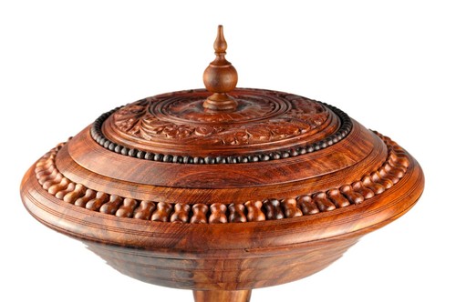 wooden carved big Candy//cookie box with stand Unique Artisan rosewood box