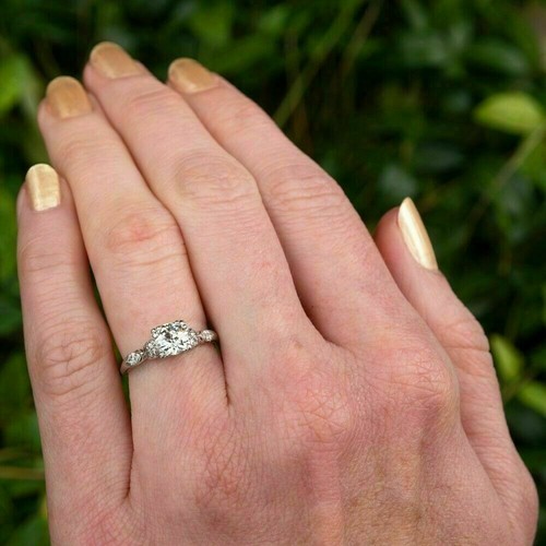 Antique Vintage Engagement Wedding Ring 2.01 CT Diamond 14K White Gold Gift4love