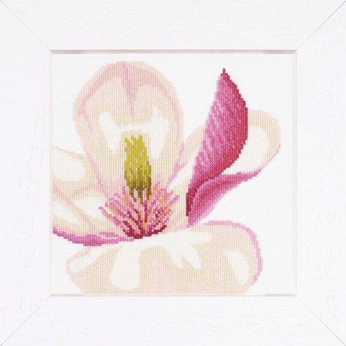 MAGNOLIA FLOWERS CROSS STITCH KIT BY LANARTE