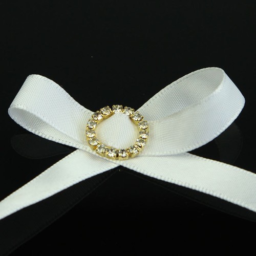 50X Rhinestone Gold Tone Round Buckle Wedding Invitation Ribbon Slider Supplies