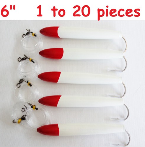 6/" truquées Cedar Plugs rouge//blanc thon TROLLING FISHING LURES 10//0 Crochet Choisir Qté
