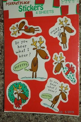VINTAGE CHRISTMAS STICKERS FUNNY CARLTON CARDS FREE SHIPPING!