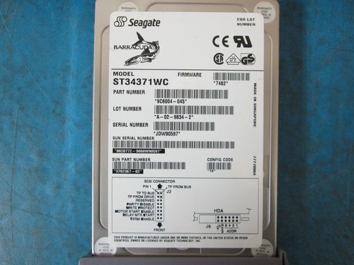 LOT OF 3 Seagate BARRACUDA ST34371WC SCSI Hard Drive Sun 3702367-02