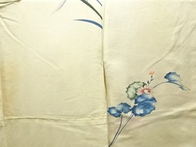 91366# JAPANESE KIMONO / ANTIQUE KIMONO / SILK / FLORAL PLANTS