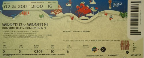 TICKET Finale Confed Cup 2.7.2017 Deutschland Chile # Match 16