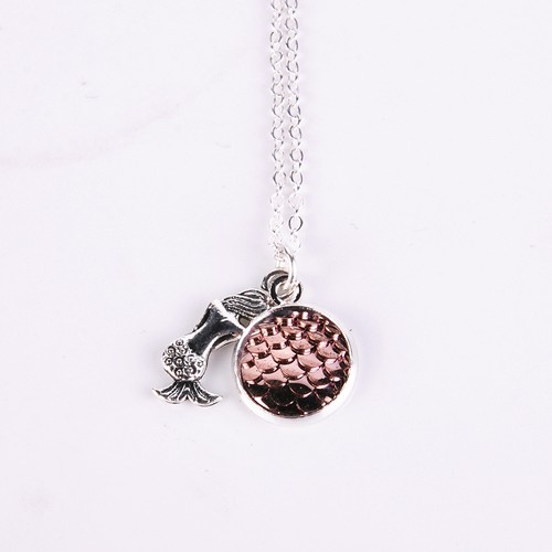 Mermaid Fish Scale Pendant Rainbow Holographic Sequins Long Chain Necklace Gift