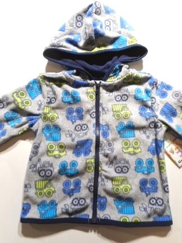 Hoodie Jackets Boys outerwear Micro fleece Hoodie Gray Dump Trucks 6//9-24 mos