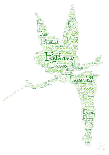 Personalised Word Art Tinker bell daughter family birthday child card