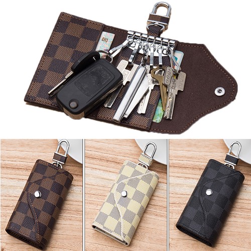 Women Men Leather Car KeyChain Card Holder Wallet Case key Organizer Bag keyring