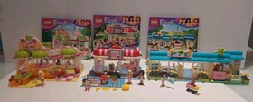 Lego Friends 3 Incomplete Sets With Manuals 41035 Juice Bar, 3061 Cafe, 3188 Vet