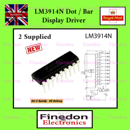2 x LM3914N DOT//BAR DISPLAY DRIVER IC UK Seller