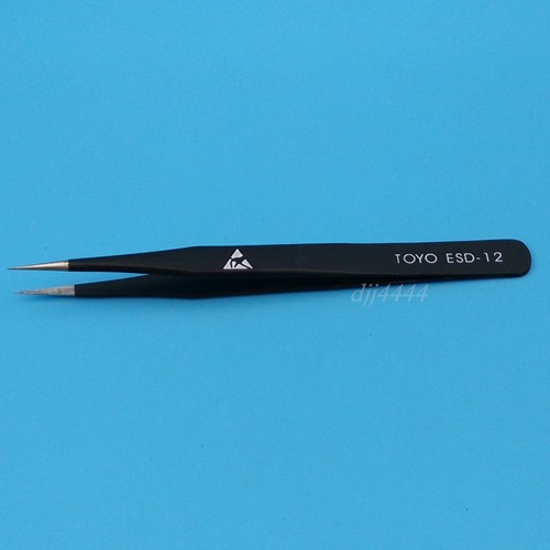 10Pcs Straight Anti-static Tweezer Maintenance Tool ESD-12