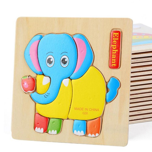 NEW Colorful Kid Wooden Animals Cartoon Picture Puzzle Kids Baby Educational Toy