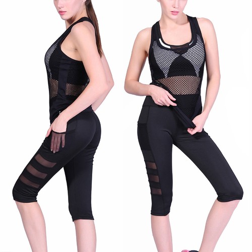 Damen Leggings Tech Mesh Yogahose lange Streetwear-/&Sporthose mit Netzeinsätzen