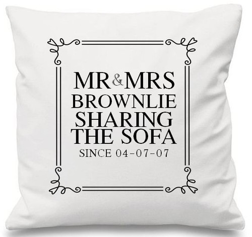 LUXE Housse de coussin personnalisé cadeau de mariage le partage du canapé décor nommé