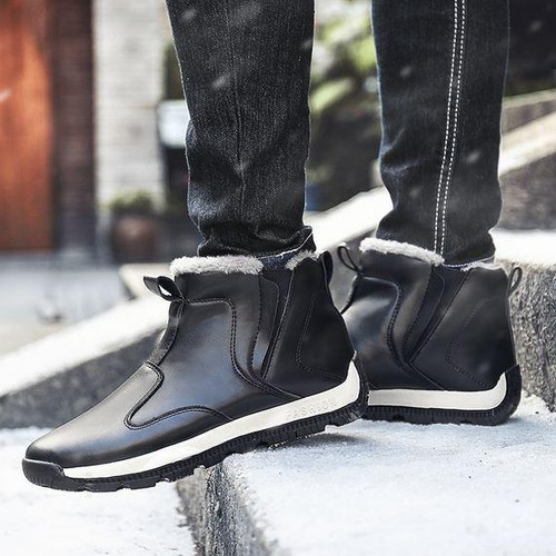 Mens Fur Lined Pull On winter Anti-Slip punk Ankle Boots Sports Leisure Shoes