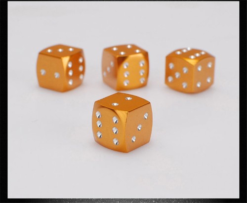 4x Universal Golden Dice Tire Wheel Air Stem Valve Caps Car Truck Hot Rod