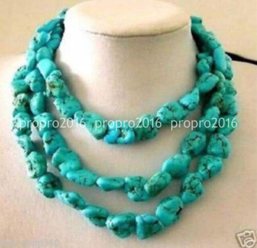 48/' /"Long 10x14mm naturel irrégulier Turquoise forfaitaire Gemmes Perles Colliers PN839