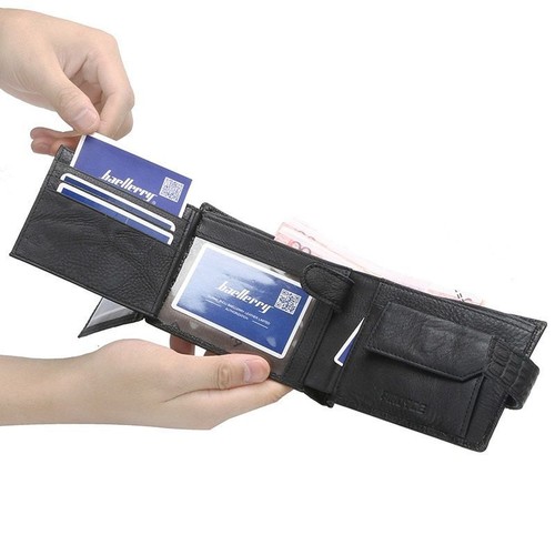 Trifold Wallet Genuine Leather Men Id Window Card Holder Credit New High Quality