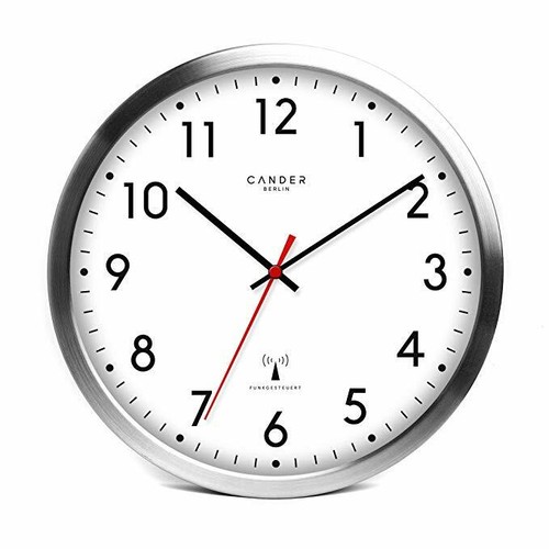 B-WARE Funkwanduhr Uhr Cander Berlin MNU 3030 weiß Aluminium lautlos Ø 30,5 cm