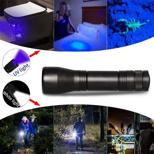 80000Lm LED UV Flashlight UV Light Torch 5Mode Zoomable 365nm Blacklight 18650