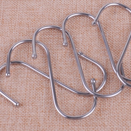 5pcs Stainless Steel S Hook Pot Hanger Heavy Duty Polished Metal Hooks